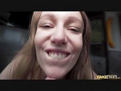 Fake taxi gina has to use her mouth and pussy to pay the driver for cleaning bill