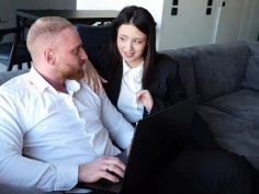 Hot secretary begs for hard fuck - big tits boss office sex with cum in mouth